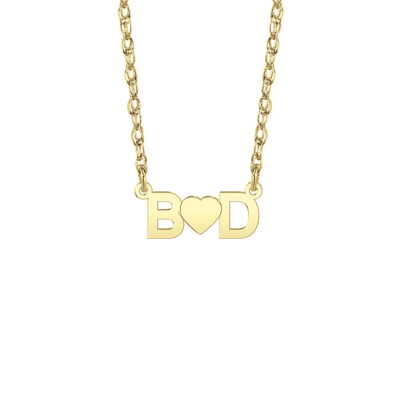 High Polished Initials with Hearts Pendant in 10k Yellow Gold image number null